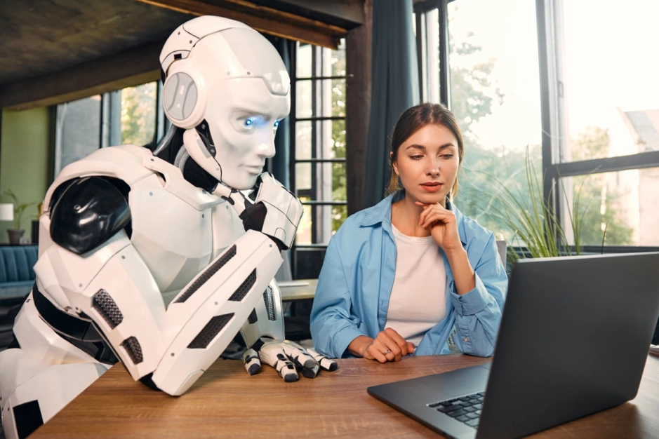 robot-and-woman-working-on-laptop-in-office-2025-03-25-02-56-47-utc Duży
