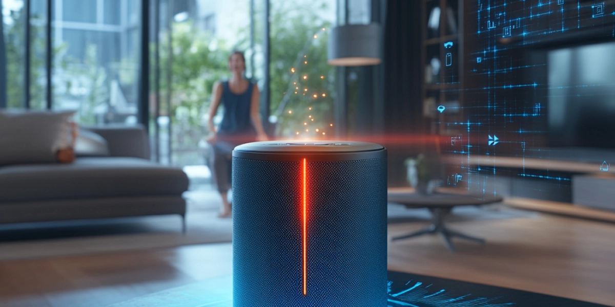 u8117694848_drone_view_of_a_futuristic_smart_speaker_and_voic_ff67457a-4893-4d44-9190-f846a21e6be1_3